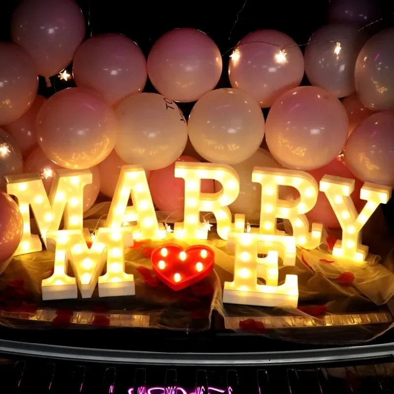 Description Picture 5 of item26 Letter Luminous Lamp LED Alphabet Battery Powered Night Light Christmas Wedding Birthday Party Decoration Ambience Lights