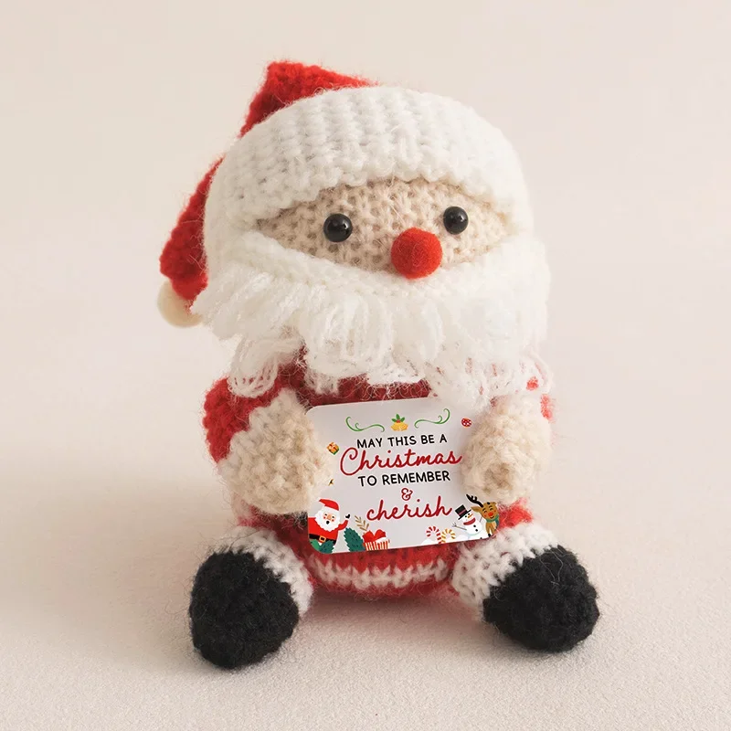 Christmas Crochet Dolls Cute Santa Claus Snowman Bear Elk Handmade Knitted Figurines Christmas Gift Home Decoration Crafts Decor
