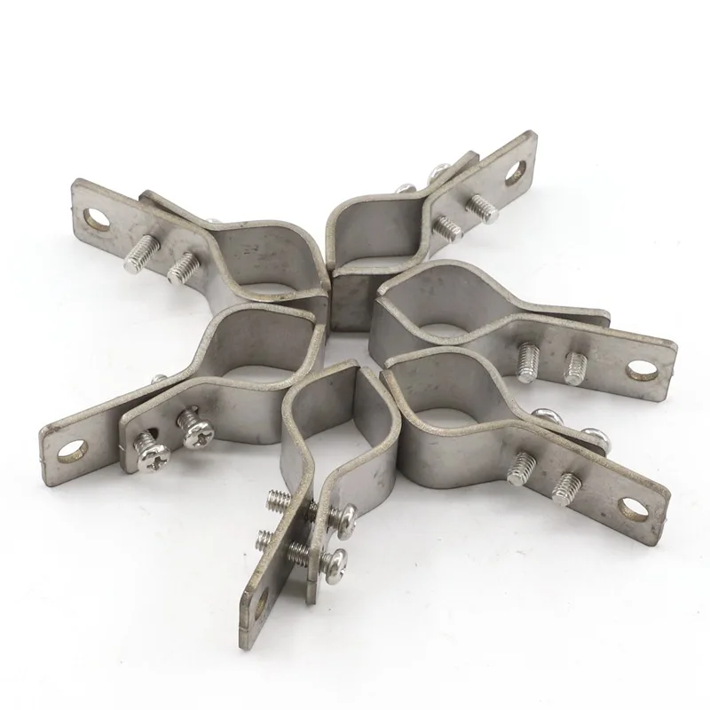 2~20Pcs SS304 Stainless Steel Pipe Clamp Wave Sunshade Nets Accessories Sun Shade Net Install Kit Adjustable Fixed Pipe Clamps 5