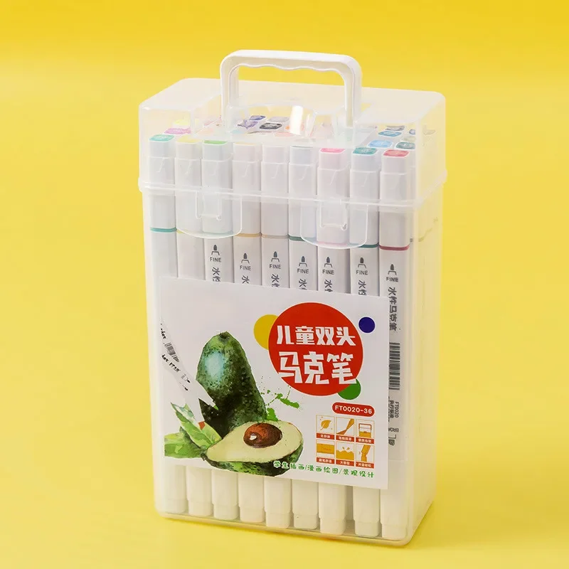 12/18Color Markers Manga Drawing Pen Based Sketch Felt-Tip Oily Twin Brush Art Writing School Stationery Painting Supplies