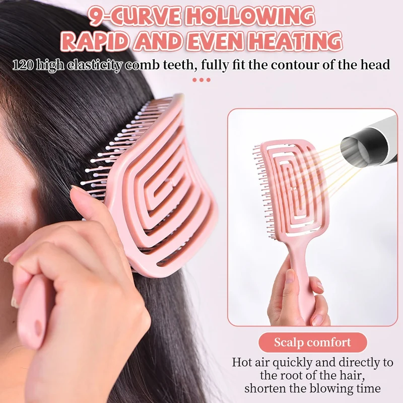 

Square Hollow Hair Scalp Massage Comb Hair Brush Anti-static Wet Dry Curly Detangler Hairbrush Nylon Salon Hair Styling Tools