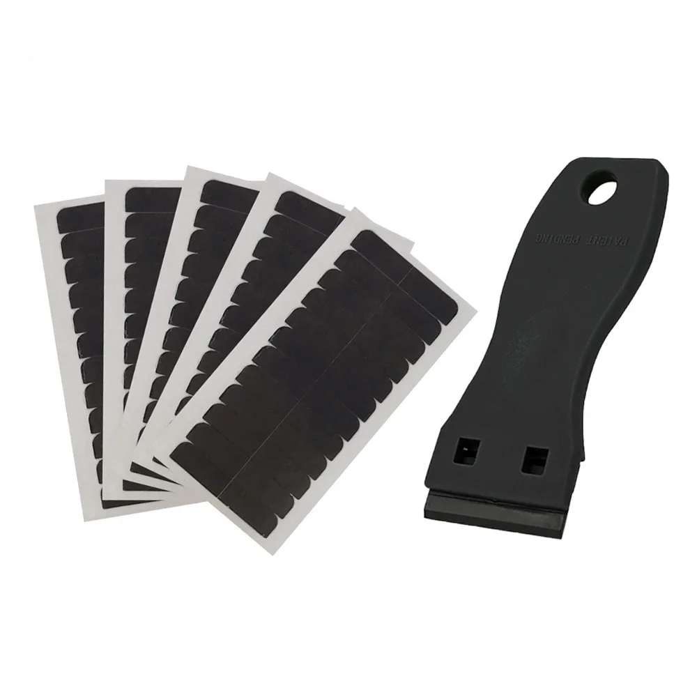 

Plastic Razor Scraper Kit with 60 Tabs Hair Extension Tape Adhesive Replacement Salon Barber Sticker Label Removal Scraper Tool