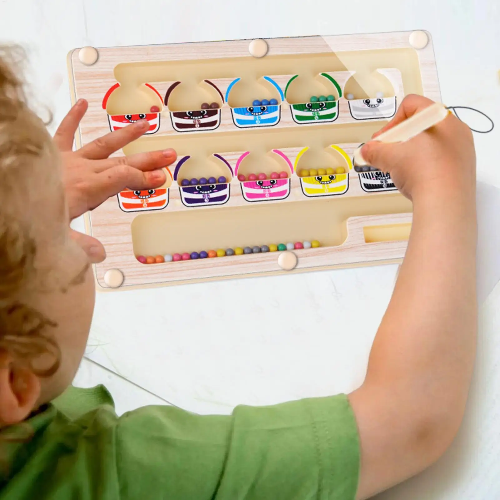 Montessori Magnetic Color Sorting Maze Number Maze Toys Wooden Puzzle Activity Board Fine Motor Toys for Toddlers Boys Girls 2