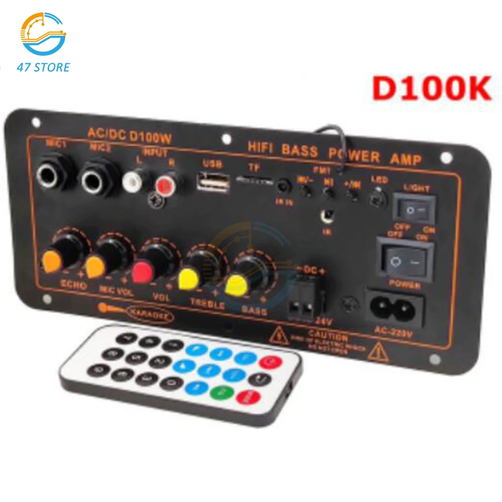 

100-300W Car Bluetooth Audio Amplifier Board Karaoke Audio Speaker Subwoofer Bass Hifi Amplificador Board Microphone AMP Module