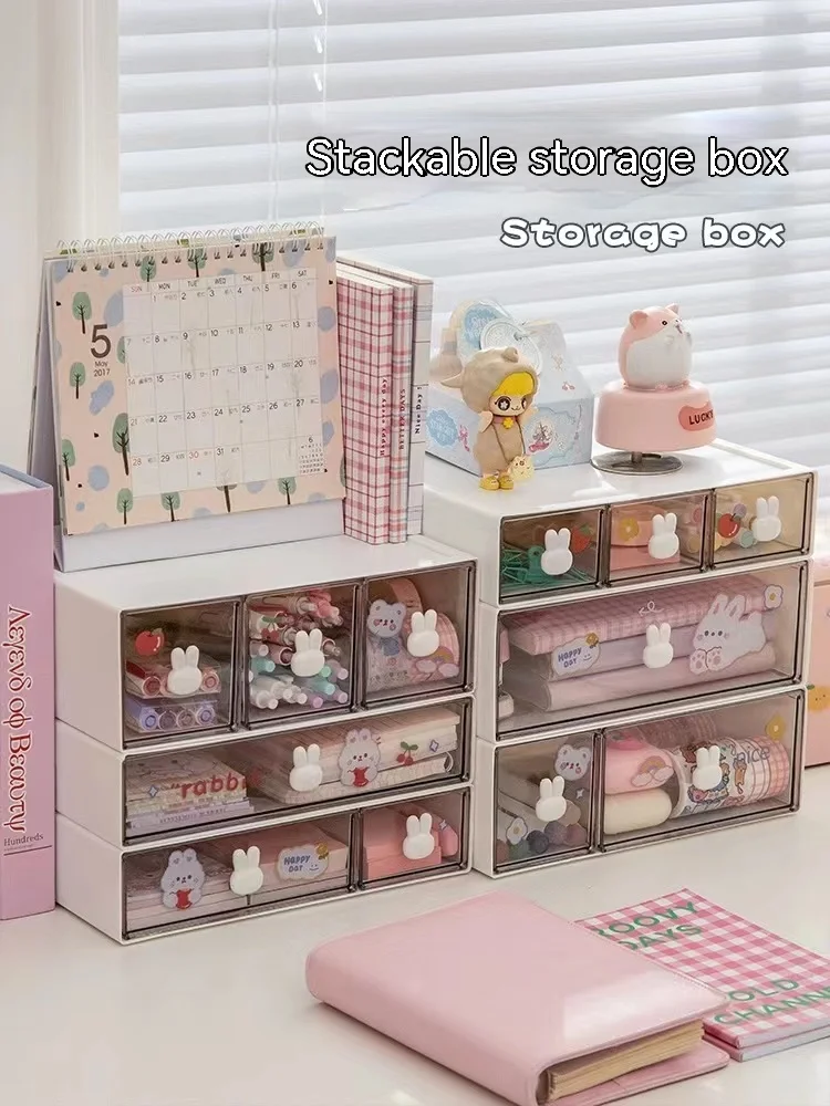 Stackable Desk Storage Box Office Ins Storage Box with Drawers Organizer Desk Accessories Stationery Desktop