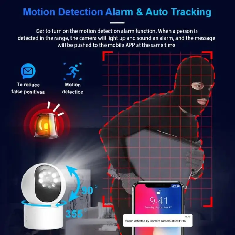 Surveillance camera 2025 4K Rotatable Smart Camera WiFi Controllable Surveillance Auto Tracking 2-way Audio Color Night Vision Monitor Indoor Cam