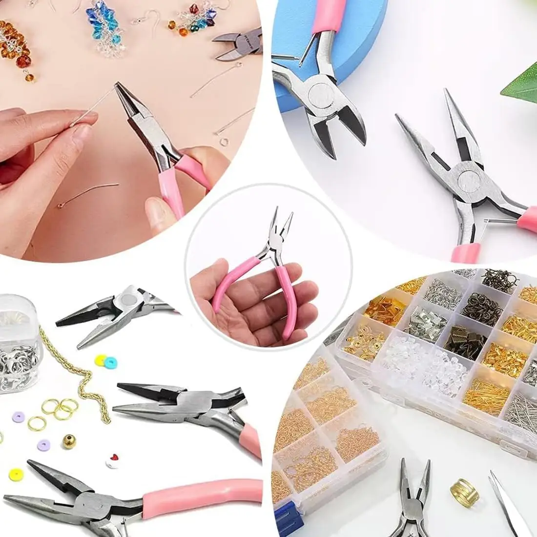둥근 코가 있는 다기능 미니 펜치 1개, DIY 수제 비즈 장식 펜치, 수제 펜치, 보석용 타이거 펜치