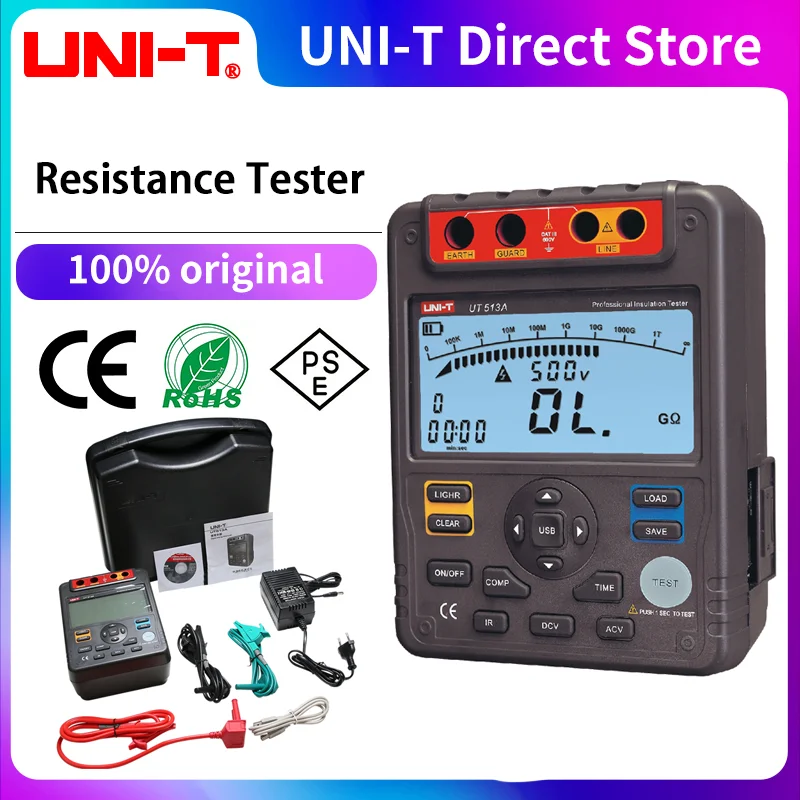 UNITUT513AInsulationResistanceTesterAnalogBarGraphACDC500V