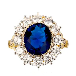 Elegant Blue Zircon Solitaire Ring in Golden Finish - Romantic Jewelry - 8 (Blue)