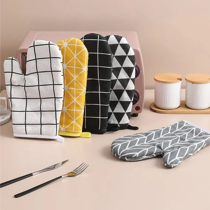 Silicone Oven Mitts Kitchen Gloves Silicone Oven Gloves Cotton Pot Holders 1pc Kitchen Potholders Pad and Stove Oven Gloves Set Mitts Heat Resistant Thermal Anti-heat Take Hot Pot Cooking Baking Gloves