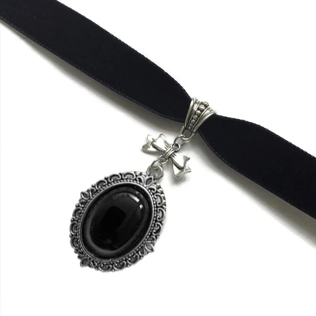 Dainty Victorian Black Cameo Choker Necklace - Gothic Grace Inc