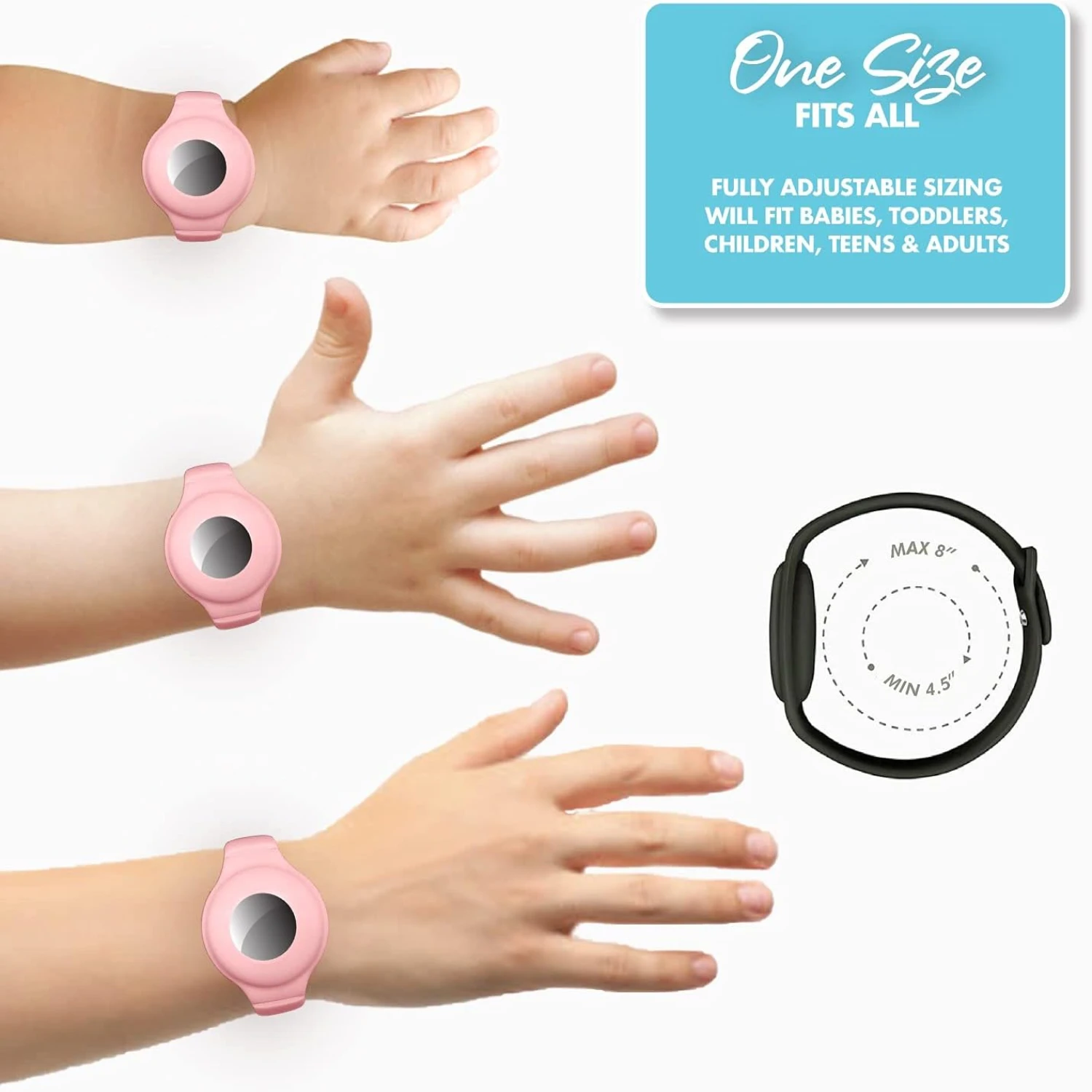 Enhanced Adjustable Lightweight Durable Silicone GPS Tracking Wristband Bracelet-Secure Locator for Toddlers Kids Seniors