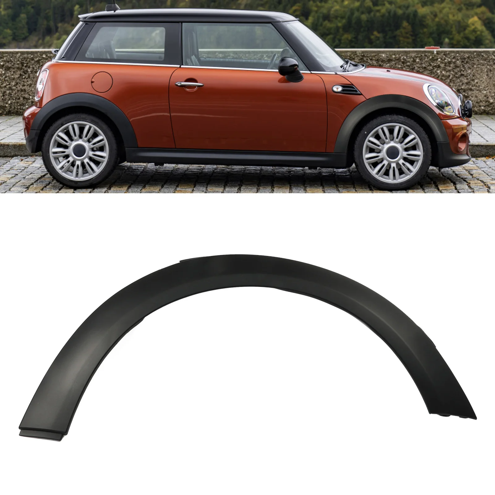 1PC 자동차 휠 아치 트림 51777349422 - Cooper Clubman R55 용 스포티 블랙 공기 역학 자동 외장 휠 눈썹 교체