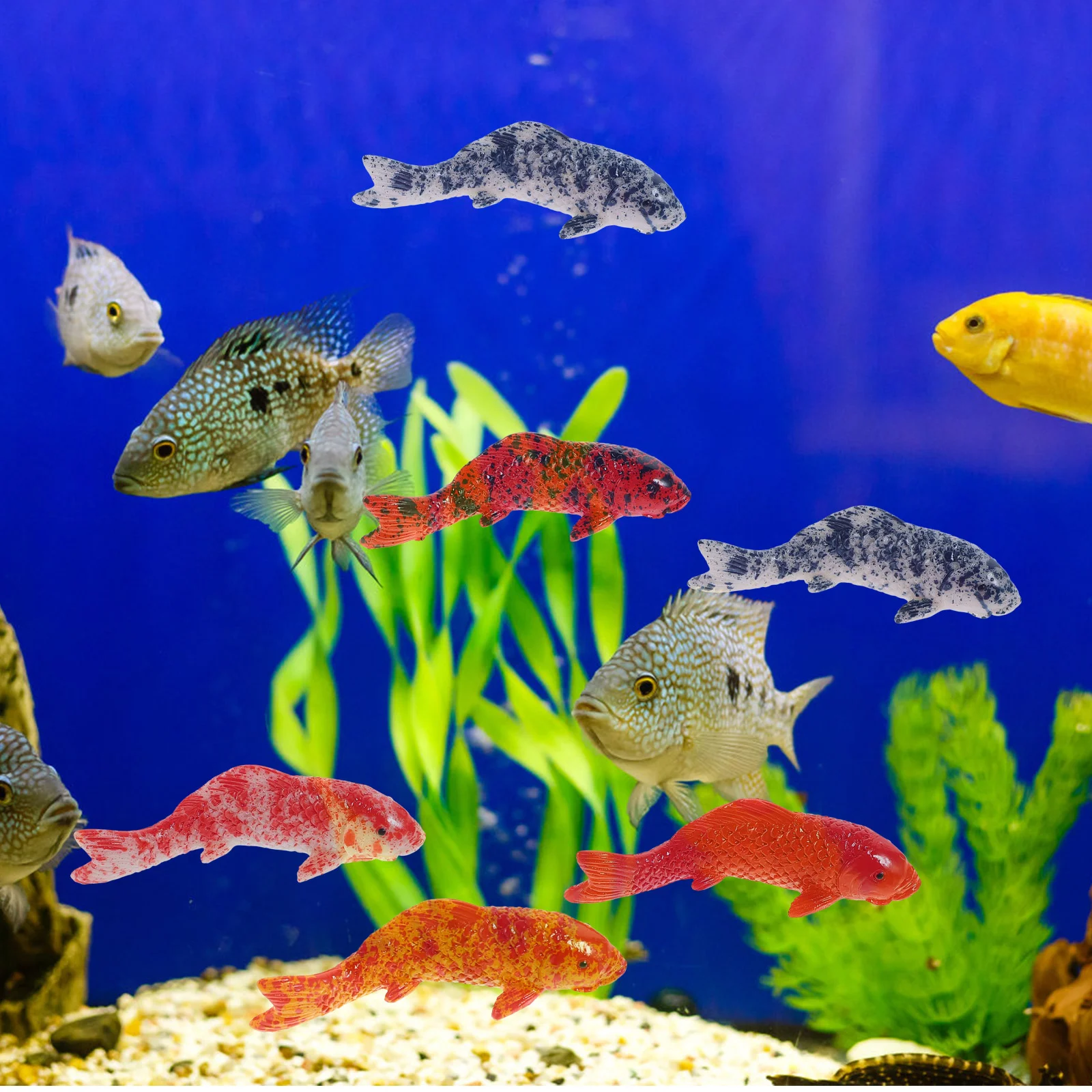 5 Pcs Koi Decorations Toy Small Fish Figurines Aquariums Artificial Goldfish Tank Floating Compact Figure fish tank Neon Lights