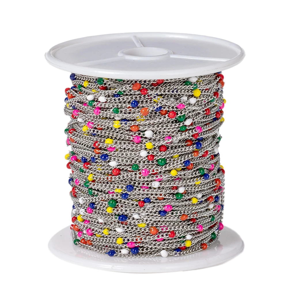1 m Edelstahl Emaille Kugel Perlen Twisted Link Kreuz Kabel Kette Extender für Halskette Armband Fußkettchen Schmuck Machen DIY – Detail 6
