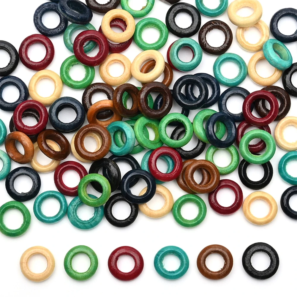 100 Stücke Kleine Holzperlen Holzringe Für Schmuck Machen Diy Dreadlock Haarperlen Rondelles Lose Spacer Perlen Großhandel 13mm