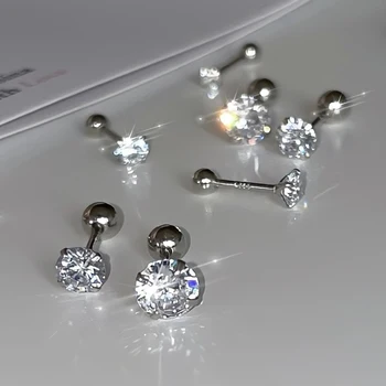IOGOU 4mm 5mm 6.5mm Sparking Moissanite Earrings Studs For Women Men 100% 925 Silver Plated Rose Yellow Gold Ball Screw Back Ear