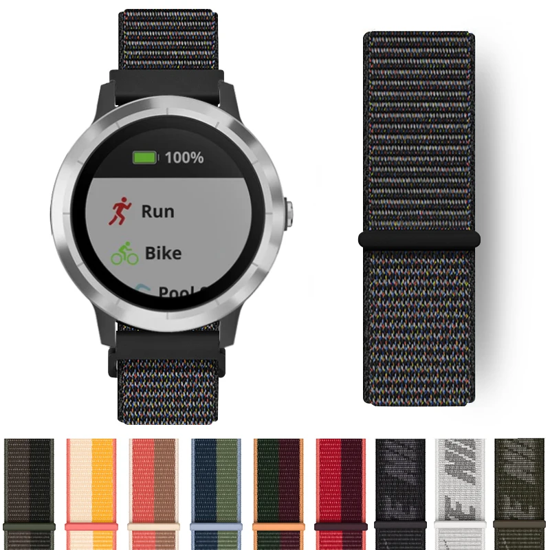 Ремешок нейлоновый для смарт-часов Garmin CAME SQ 2 2s Forerunner 645, браслет для наручных часов Garmin Vivoactive 3 4, 20 мм 22 мм защитная заглушка зарядного отверстия часов garmin fenix forerunner instinct venu vivoactive и др белая