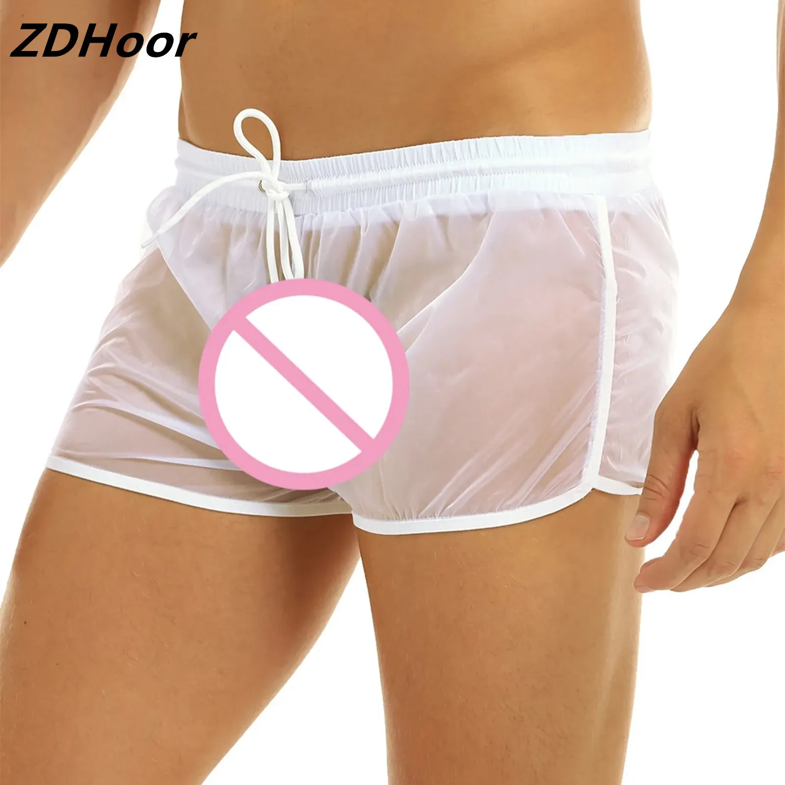 

Mens See Through Boxer Shorts Panties Soft Fabric Drawstring Lightweight Trunks Casual Sports Swimming Wear Shorts Hot