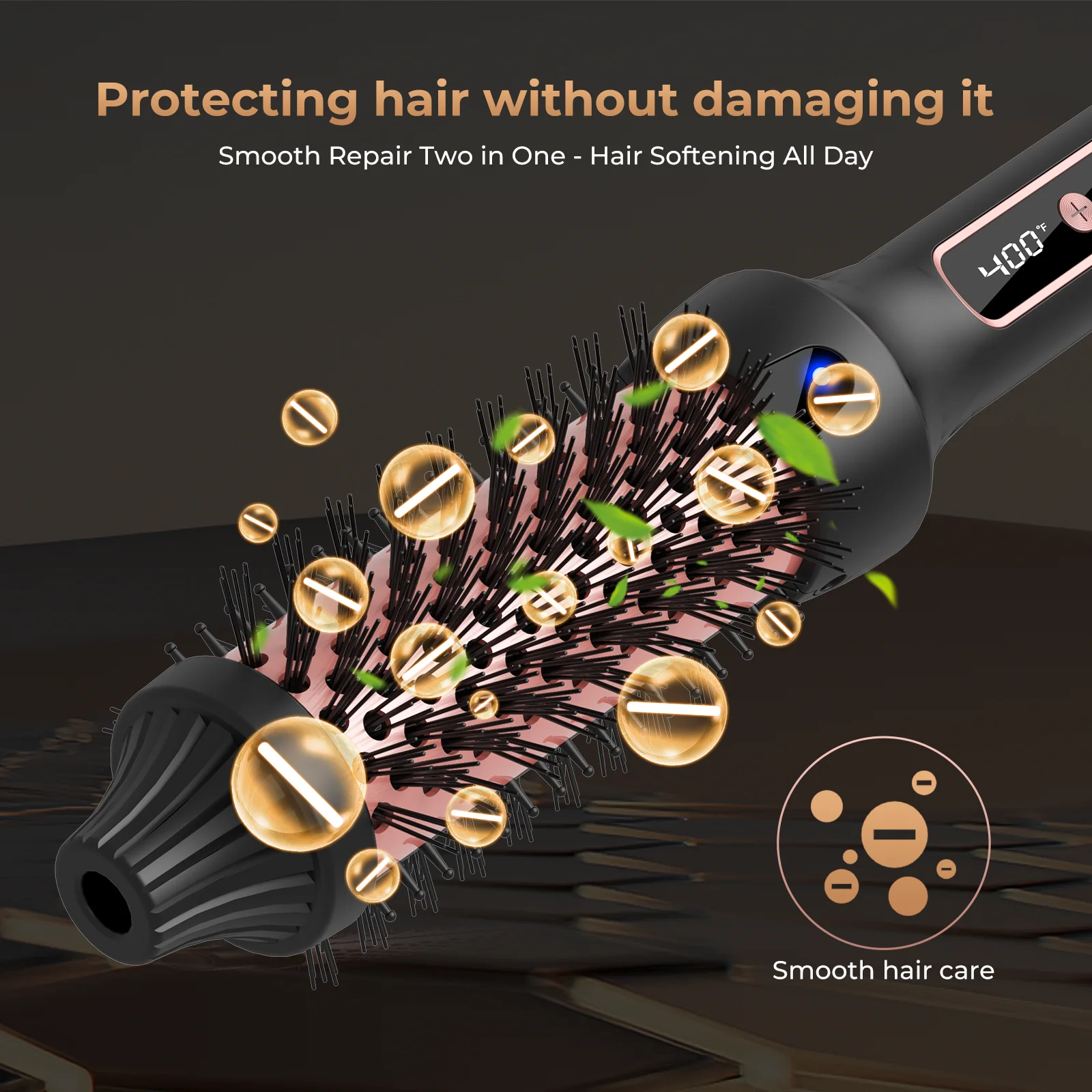 Thermal Brush Hot Air Brush&volumizer Hair Curler Straightener Hair Styling Brush Professional Curling Iron Heated BLACK