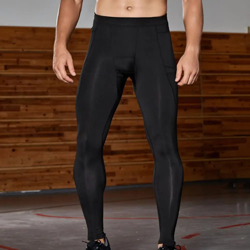 Men Trousers Gym Compression Tights Men Fitness Stretchy Pocket Fit Sport Leggings Running Quick-drying Rashguard Training Pants Workout