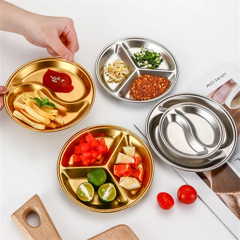Stainless Steel Korean Sauce Dish Round Seasoning Serving Tray Soy Sauce Spice Condiment Dipping Plate Hotpot Barbecue Tableware 3
