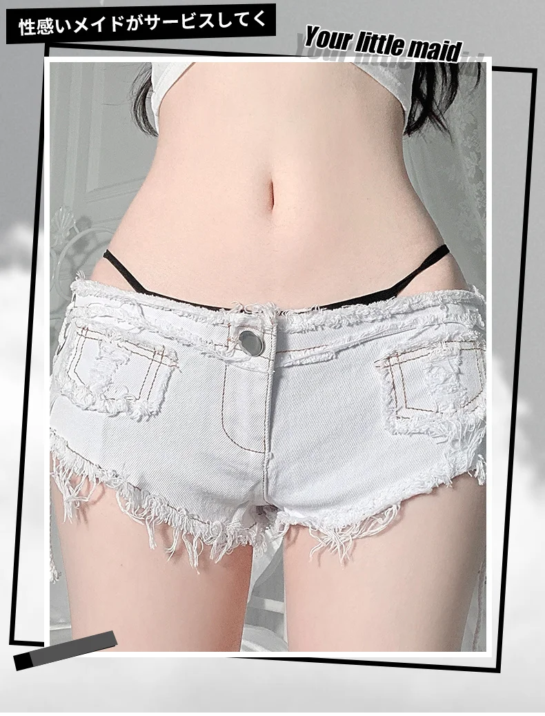 WOMENGAGA skinny slim bandage shorts hot sexy ultrashort white Denim shorts low waist fahsion korean women short 2022 ARB8