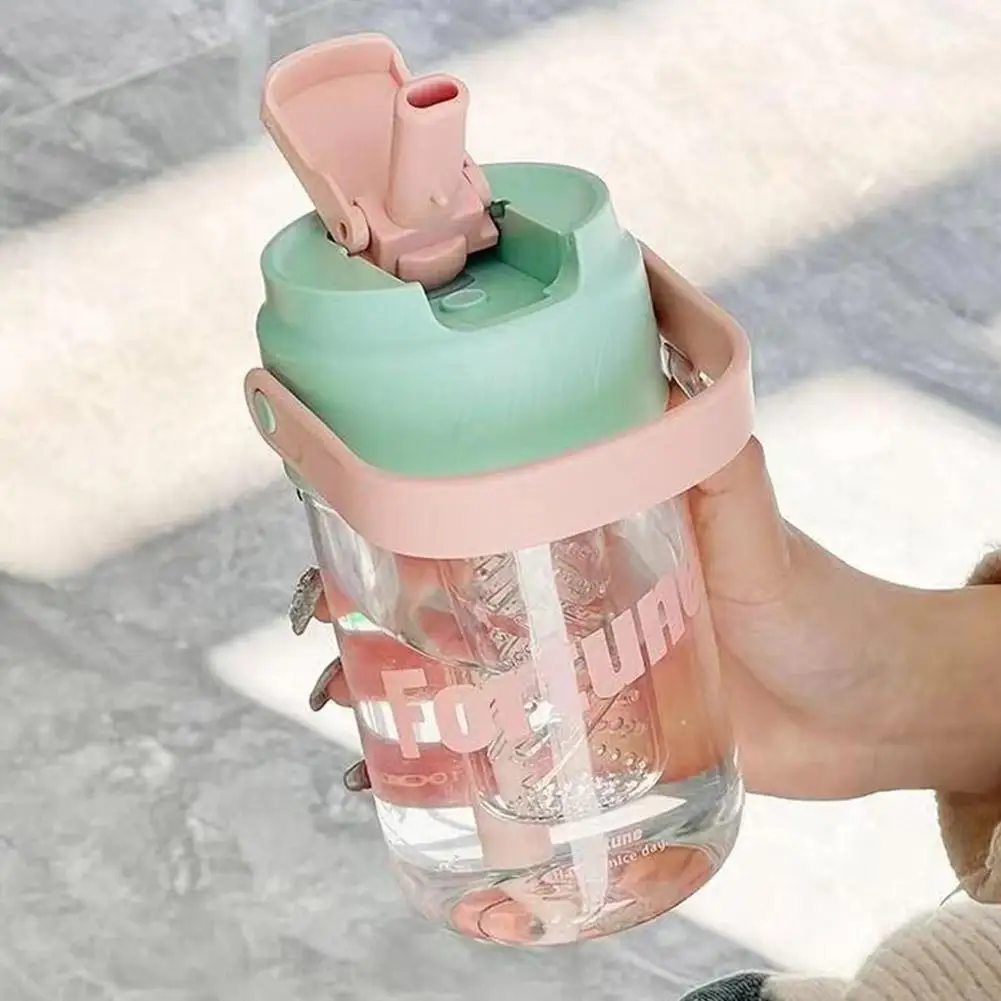 600/800ml Large Capacity Straw Water Cup Sports Water Bottle High Value Outdoor Camping Drinking Tools Kawaii Summer Cup