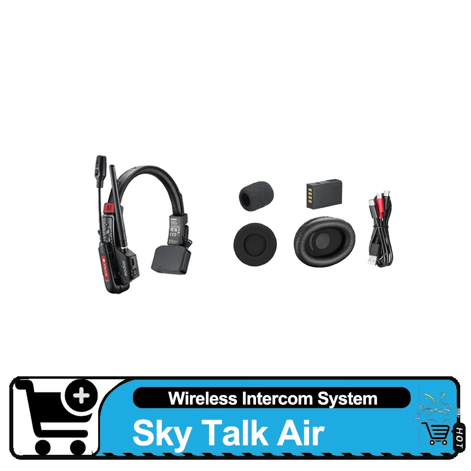 מערכת אינטרקום אלחוטית Godox SKYTALK AIR 2.4G עם טווח העברה של 500 מטר, מעקב בזמן אמת לצוותי סרטים