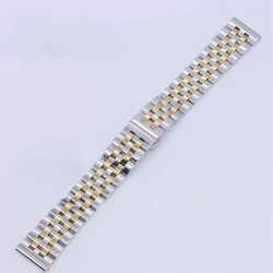 Premium Solid Stainless Steel Watch Band - Adjustable Width, Unisex Design - 20mm (Silver Gold)