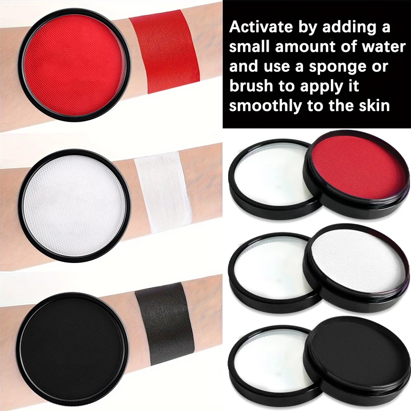 30G Water Solubility Monochromatic Body Paint Black And White Makeup Face Paint Halloween Party Waterproof Makeup Body Painting 5