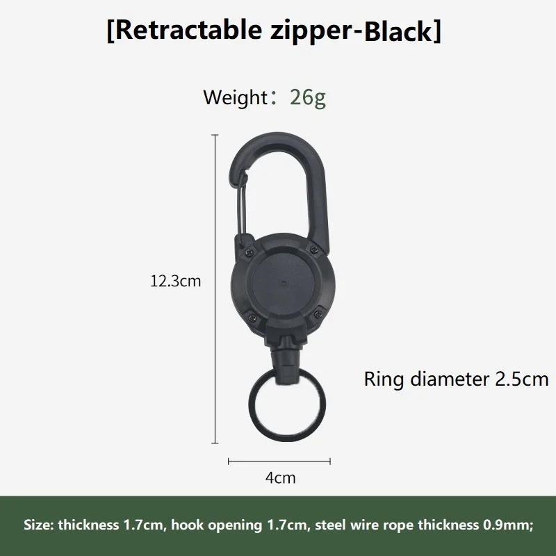 Retractable Carabiner Keychain with Anti-Loss Rope