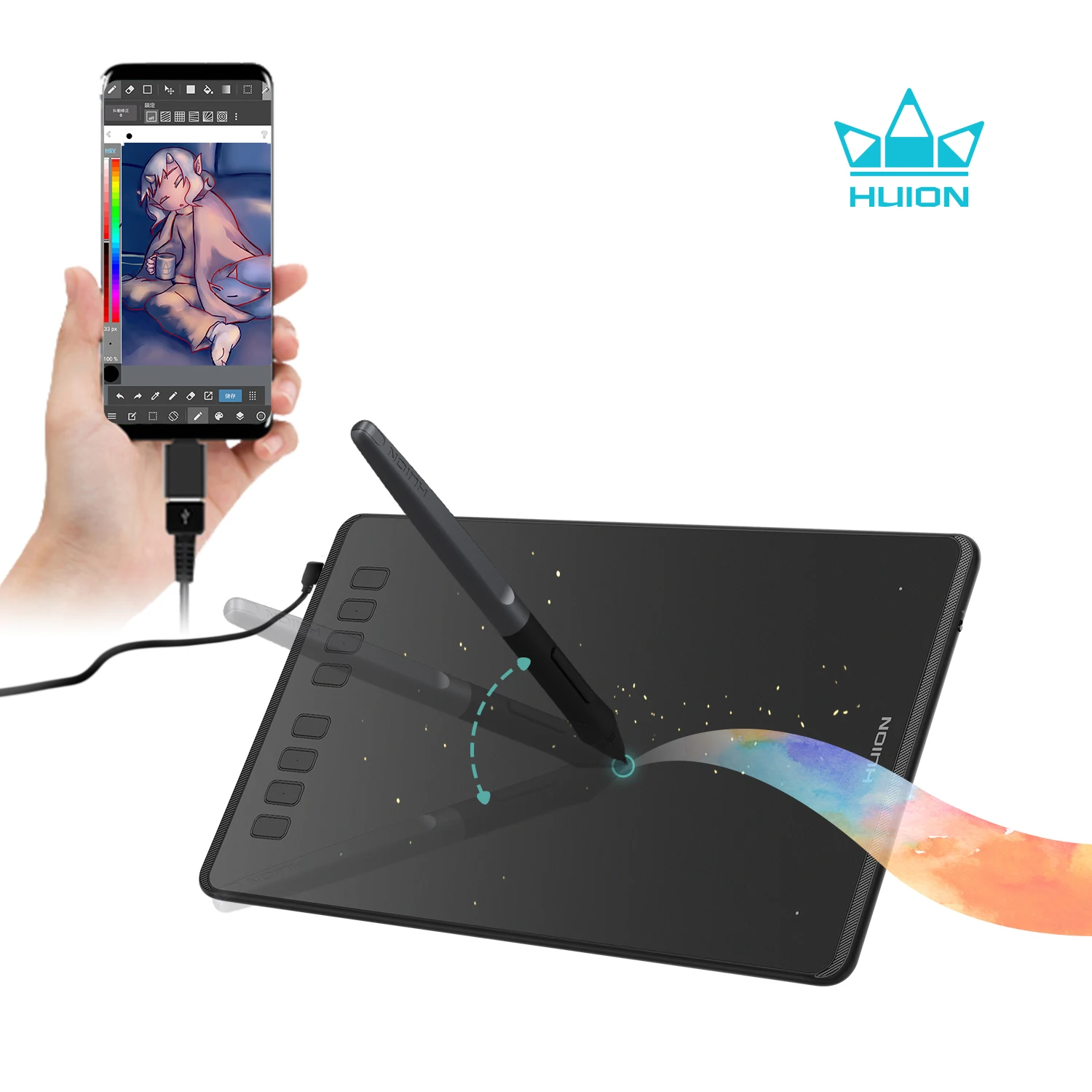 Huion H950p Polegada Gráficos Tablets Digital Drawing Pen Tablet com 8192 Níveis de Bateria sem Stylus Tilt Function Pressione Teclas - Imagem 6