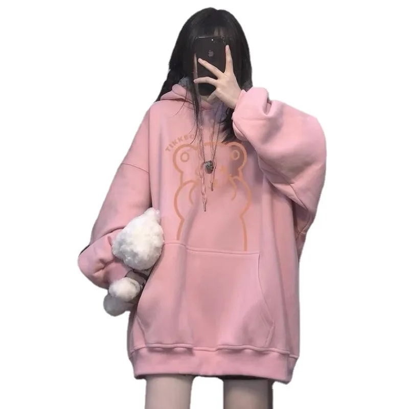 2024 Autumn Winter New Oversized Graphic Hoodie Women Hip Hop Vintage Hooded Sweatshirts Pullover Top Women Trendy Aesthetic Top