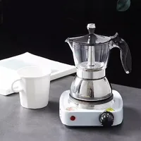 4/6 Cups Visible Moka Pot Stainless Steel Coffee Pot Make Espresso Italian Coffee Machine Home Brewing Kettle for Electric Stove 1