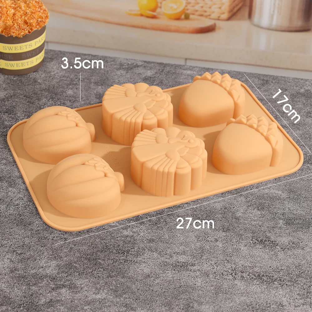 2Pcs Set 3D Pongal Love Heart Silicone Baking Mold DIY Pumpkin Nut Leaves  Joy of Harvest Fondant Cake Craft Decorating Mold Tool - AliExpress