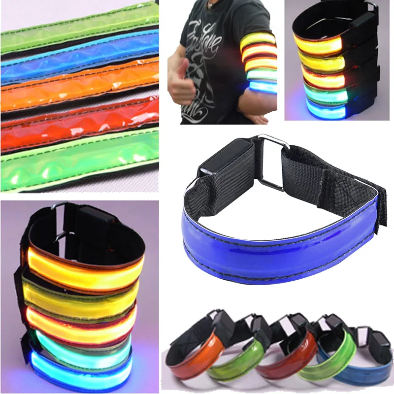 1Pc Led Lichtgevende Armband Blauw Licht Sportarmband Outdoor Nachtlooparm Met Reflecterende Veiligheidsgordel