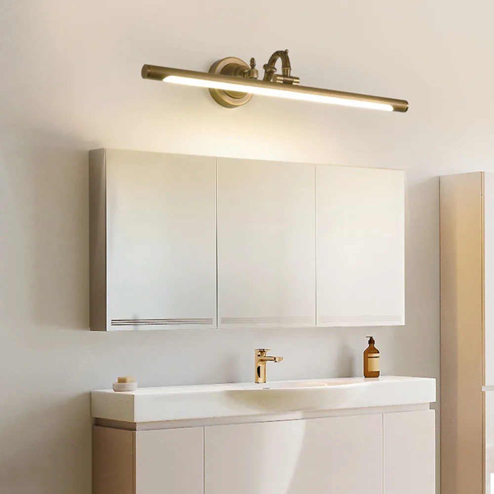 

Europe Style LED Copper Mirror Headlight Bathroom Cabinet Lamp Retro American Bed Room Makeup Lamp 45cm/58cm/75cm