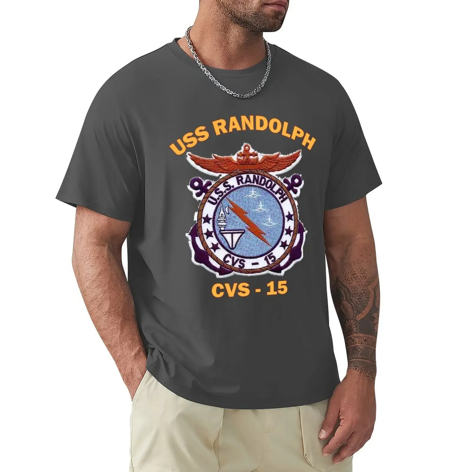 Uss Randolph (Cv/Cva/Cvs-15) Cresta Per T-Shirt Colori Scuri Vestiti Kawaii Nuova Edizione Magliette Divertenti Per Uomo