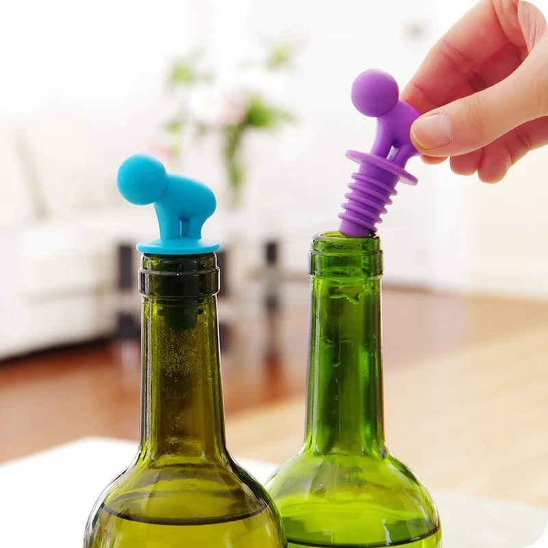 7pcs/set Mixproof Marker Wine Glass Set Bar Party Wedding Prevent Confuse Silicone Wine Cup Label Marker with Bottle Stopper