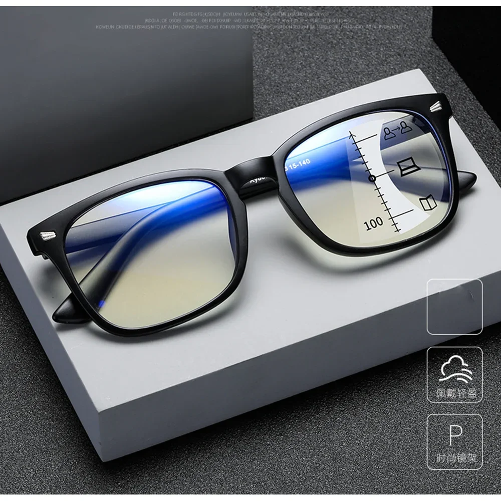 

Limited Hand Made Frame Black N Retro Leopard Progressive Reading Glasses Multifocals Special Model +0.75 +1 to +4
