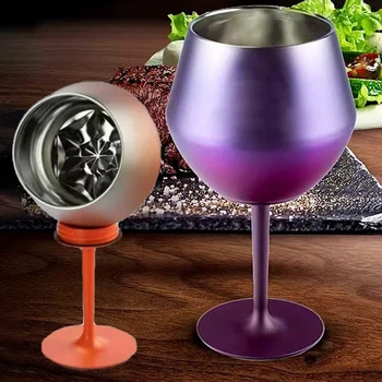14oz Stainless Steel Double-layer Goblet Two-in-one Detachable Heat Cold Wine Glass Coffee Cup Kitchen Coffee Bar Accessories