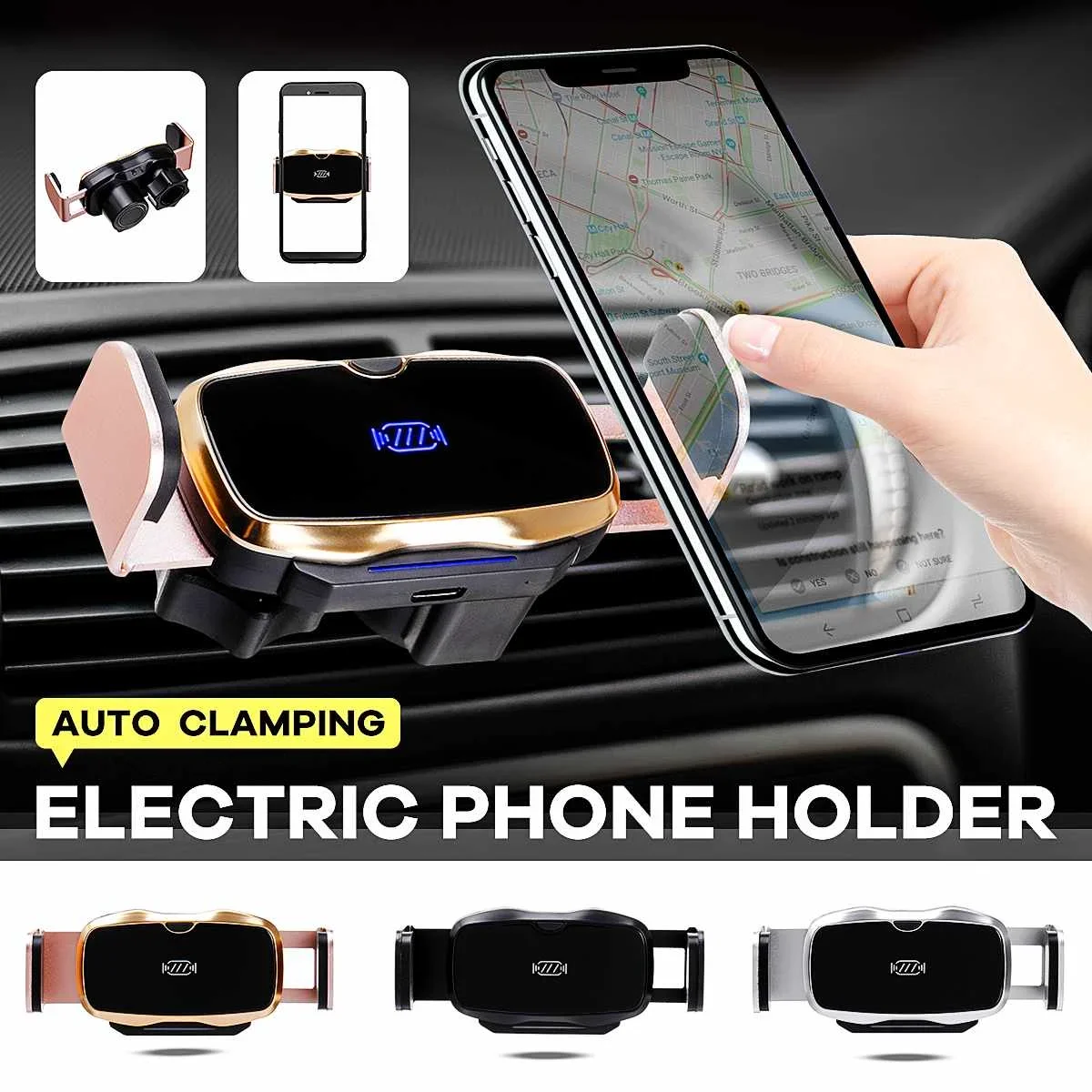 Universal Smart Electric Car Holder For iPhone Xiaomi Car Air Vent Mount Holder Stand Air Vent Mount Cell Auto Phone Support