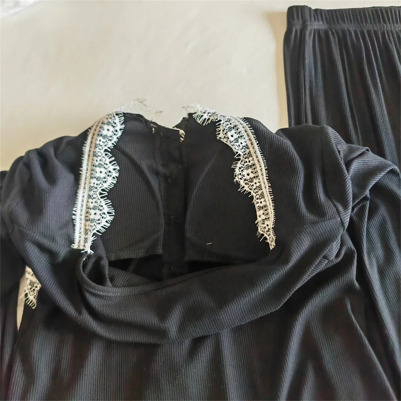 Pyjamas Für Damen Elegante Langarm Hose Set Frühling Herbst Winter Zimmer Tragen Pyjamas Frauen Mode Modale Nachtwäsche Hause Pijama – Detail 5