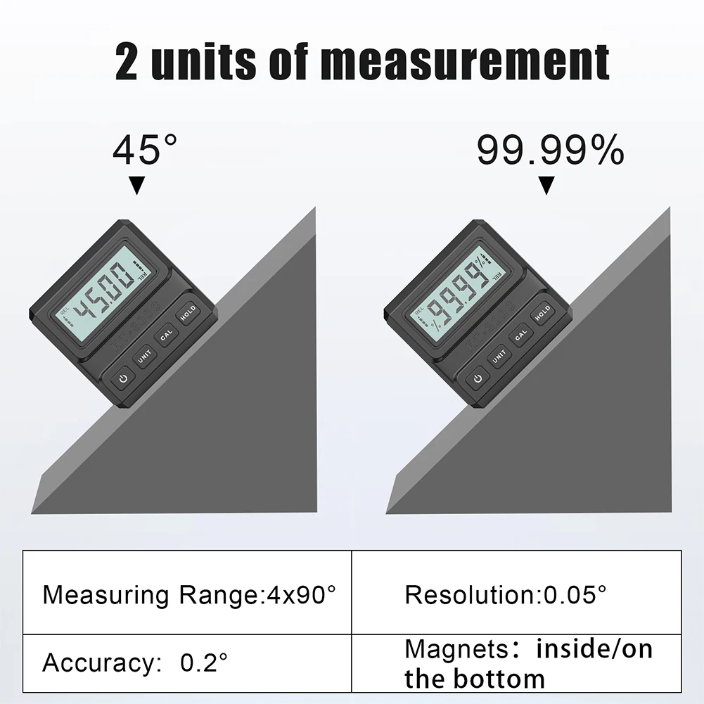 디지털 각도기 4*90 °   자석 베이스가 있는 전자 경사계 각도기 각도 베벨 테스터 목공 도구