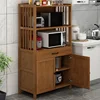 Modern Bamboo Kitchen Cabinets for Household Multi-layer Dishes Microwave Ovens Storage Cabinet Floor-to-ceiling Kitchen Cabinet 5
