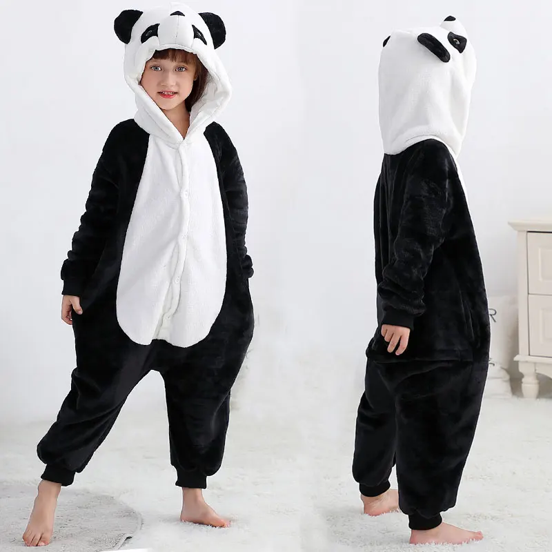 Kigurumi Pajamas For Children Girls Boys Cow Animal Pajamas Kids Sleepwear Panda Onesies Costumes Jumpsuit Winter Flannel Pyjamas