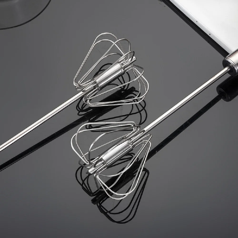 Rotary Whisk Stainless Steel Semi-automatic Whisk Press Rotary Whisk Household Cream Egg Baking Gadget