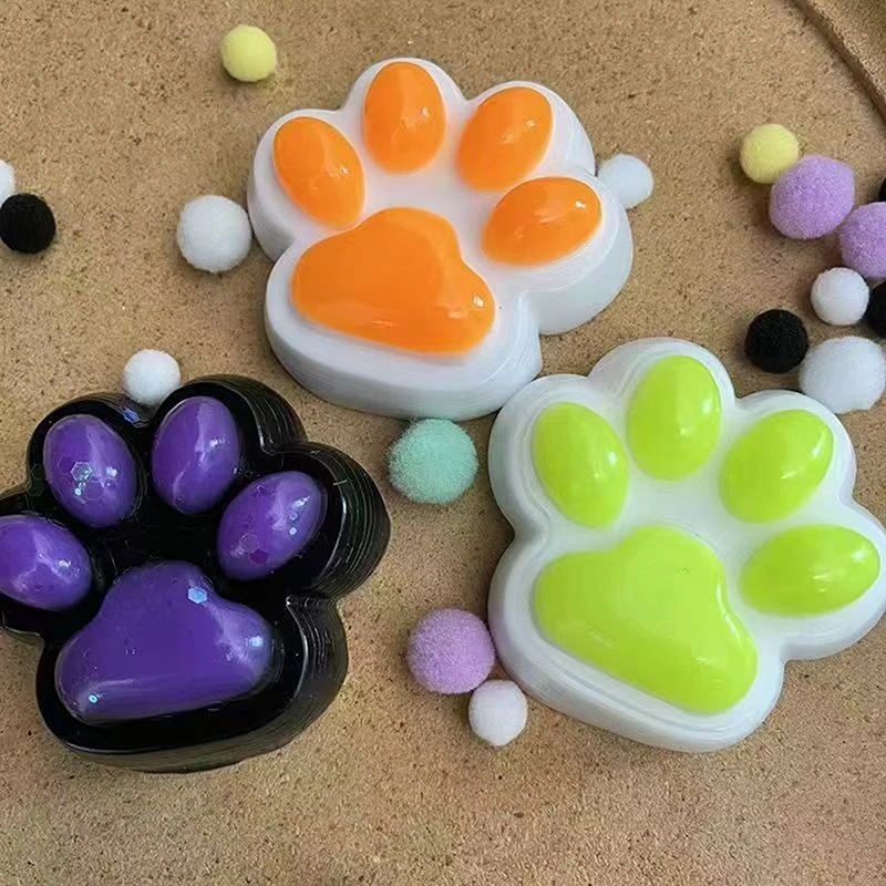 1PC Soft Sticky Stress Relief Relax Toys Extra Large Plush Squeeze Cat Paw Slow Rebound Toy Pinching Cat Paw Decompressing Props 3