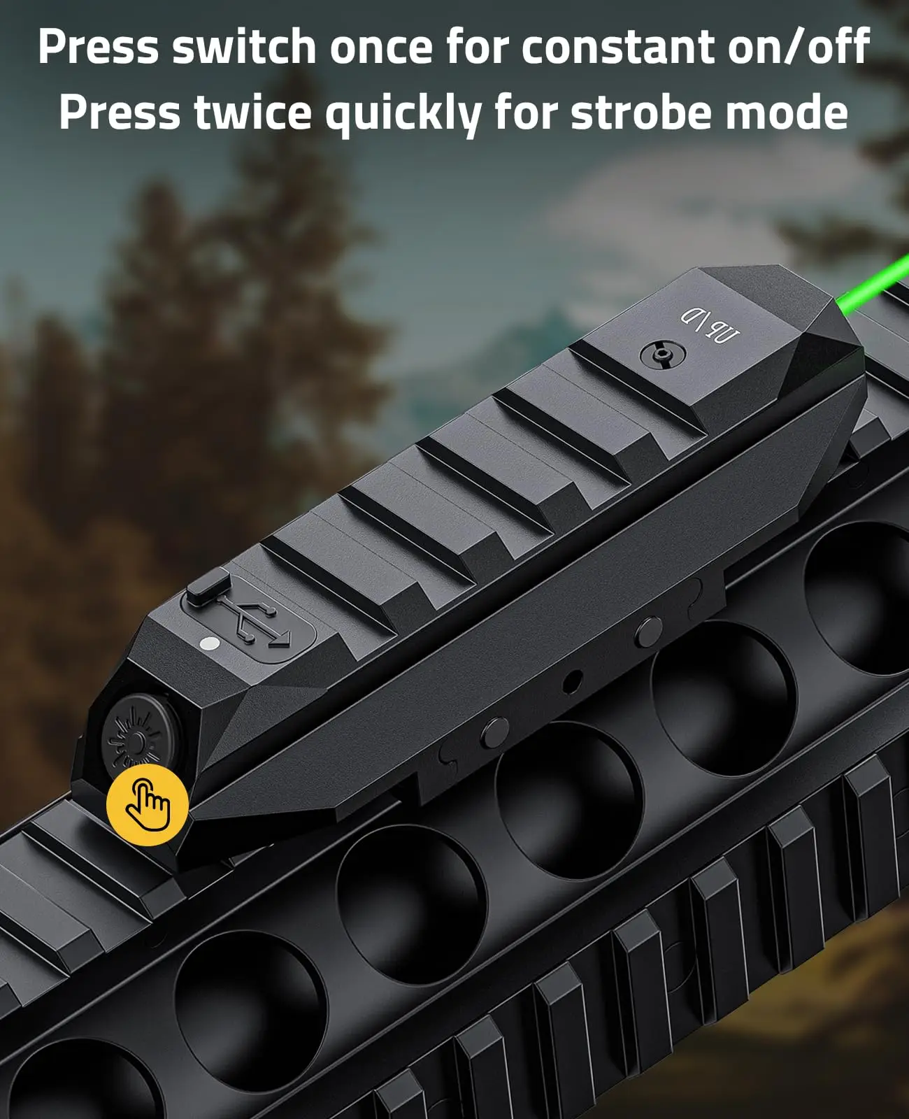 Picatinny Green Laser Sight for Rifle Tactical Rechargeable with Longer Battery Life with Strobe Mode Hunting